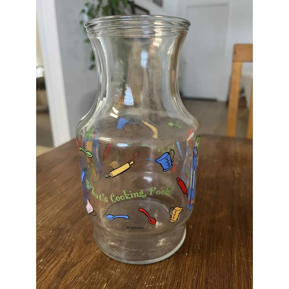Vintage Winnie The Pooh Glass Carafe Pitcher No Lid EUC Whats Cooking Kitchen Ex